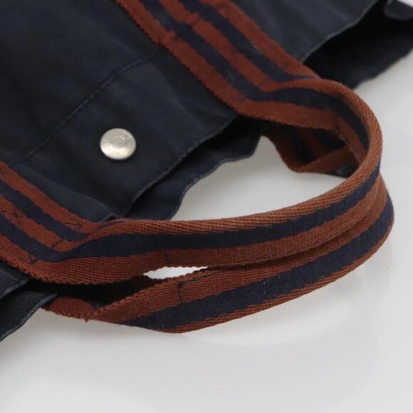 HERMES Fourre Tout GM Hand Bag Canvas Navy Silver Auth bs25688 - Picture 8 of 15